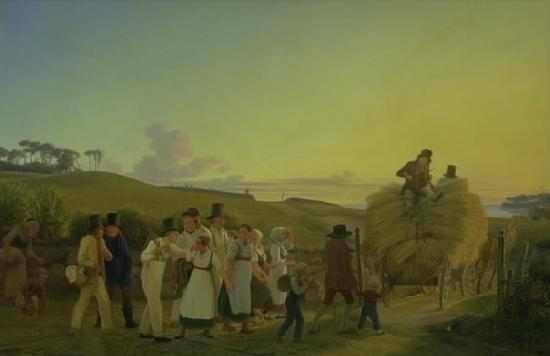 Vilhelm Hammershoi Bnder vender hjem fra marken med det sidste las korn oil painting image